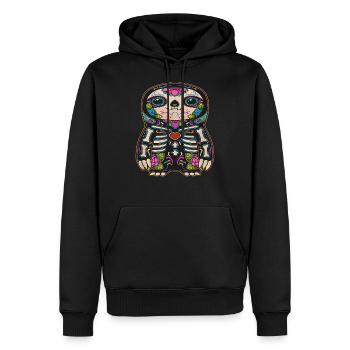 Faultier Dia de los Muertos Zuckerschädel - Männer Premium Bio Hoodie - Schwarz - Vorne - Nico (187cm)