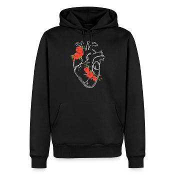 Anatomie Herz / Blumen - Männer Premium Bio Hoodie - Schwarz - Vorne - Nico (187cm)