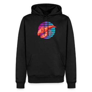 Retro-Synthwave Crab crabe fruits de mer Caju - Sweat à capuche Premium bio Homme - noir - Devant - Nico (187cm)