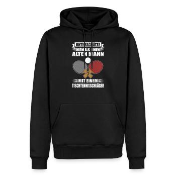 Unterschätze niemals einen alten Mann Tischtennis - Männer Premium Bio Hoodie - Schwarz - Vorne - Nico (187cm)