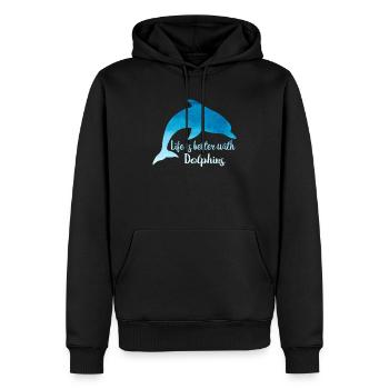 Delphin T-shirt bleu idée de cadeau - Sweat à capuche Premium bio Homme - noir - Devant - Nico (187cm)