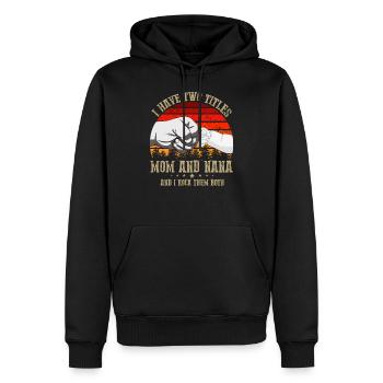 J’ai deux titres maman et nana - Sweat à capuche Premium bio Homme - noir - Devant - Nico (187cm)