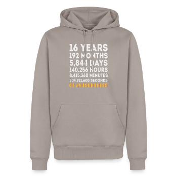 16. Geburtstagsgeschenk, lustige 16 Jahre alten Geburtstag - Männer Premium Bio Hoodie - Taupe - Vorne - Nico (187cm)