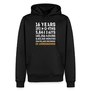 16th Birthday Gift, Funny 16 Year Old Birthday - Männer Premium Bio Hoodie - Schwarz - Vorne - Nico (187cm)