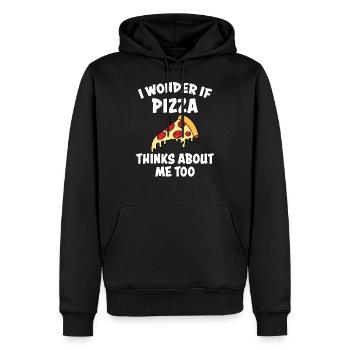 Pizza Morceau de pizza Drôle de rengaine Fast Food Cadeau - Sweat à capuche Premium bio Homme - noir - Devant - Nico (187cm)