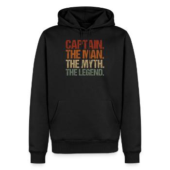 Capitaine - Sweat à capuche Premium bio Homme - noir - Devant - Nico (187cm)