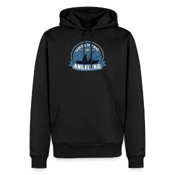 Vatertag ist Angeltag | Vater & Sohn angeln Motiv - Männer Premium Bio Hoodie - Schwarz - Vorne - Nico (187cm)