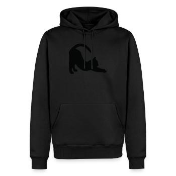 Cat Yoga - Sweat à capuche Premium bio Homme - noir - Devant - Nico (187cm)