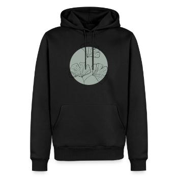 Ginkgo Blätter mit grünen minimalistischen Kreis Design - Männer Premium Bio Hoodie - Schwarz - Vorne - Nico (187cm)