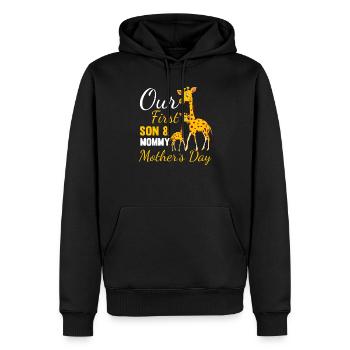 Our First Son & Mommy Mothers’s Day Giraffe Mom - Sweat à capuche Premium bio Homme - noir - Devant - Nico (187cm)