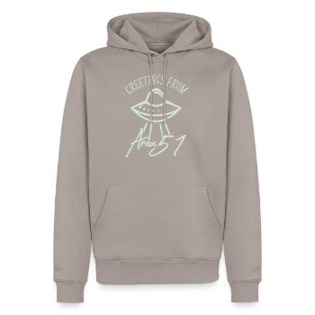 Alien Ufo - Sweat à capuche Premium bio Homme - taupe - Devant - Nico (187cm)