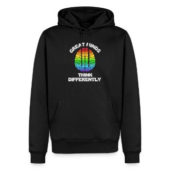Les grands esprits pensent différemment - Sweat à capuche Premium bio Homme - noir - Devant - Nico (187cm)