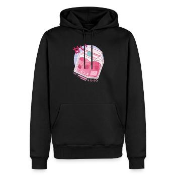 Kanji Otaku I Japanese Strawberry Milk I Kawaii - Sweat à capuche Premium bio Homme - noir - Devant - Nico (187cm)