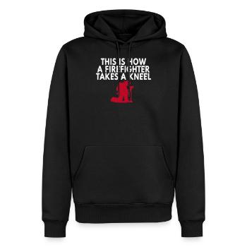 C’est ainsi qu’un pompier prend un agenouillement - Sweat à capuche Premium bio Homme - noir - Devant - Nico (187cm)