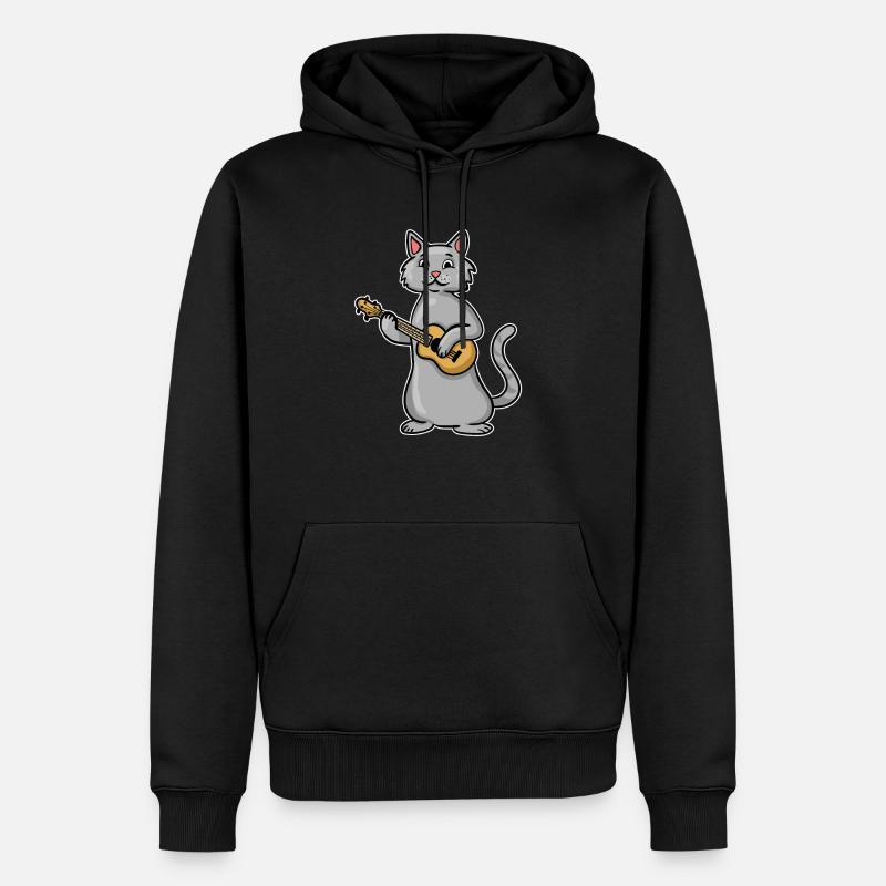 Chat d’Ukulele - Sweat à capuche Premium bio Homme - noir