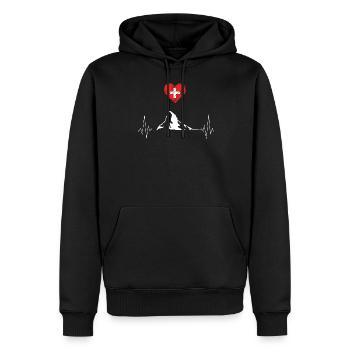 Die Berge der Schweiz - Männer Premium Bio Hoodie - Schwarz - Vorne - Nico (187cm)