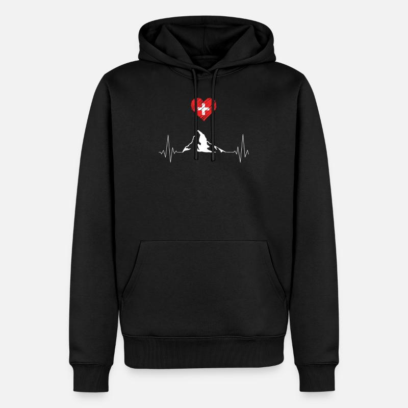 Die Berge der Schweiz - Männer Premium Bio Hoodie - Schwarz