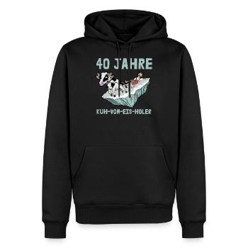 40th Anniversary of the Company Service Anniversary Cow From Ice - Men’s Premium Organic Hoodie - black - Front - Nico (187cm)