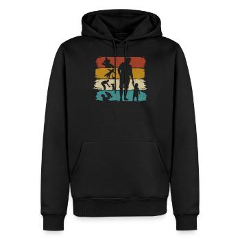 papa père fils de père cadeau rétro vintage - Sweat à capuche Premium bio Homme - noir - Devant - Nico (187cm)