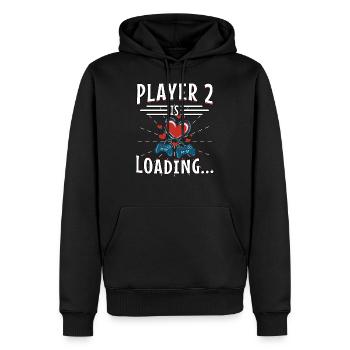 Le père de devenir Player 2 Grossesse Jeux Proverbes - Sweat à capuche Premium bio Homme - noir - Devant - Nico (187cm)