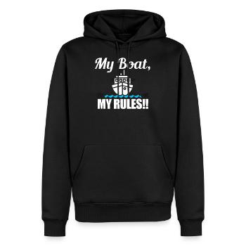 Mon bateau Mes règles - Sweat à capuche Premium bio Homme - noir - Devant - Nico (187cm)