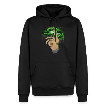 Cannabis Hanf THC 420 - Männer Premium Bio Hoodie - Schwarz - Vorne - Nico (187cm)