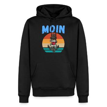 Moin lustige Norddeutsch Sprüche Ozean Meer Anker - Männer Premium Bio Hoodie - Schwarz - Vorne - Nico (187cm)