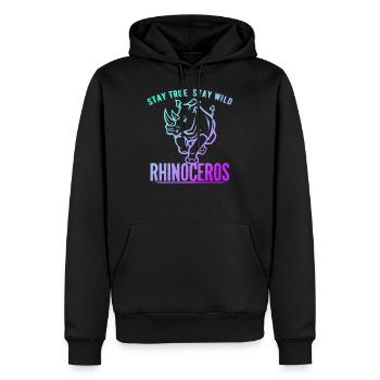 Rhinocéros Afrique Désert Désert Sauvons - Sweat à capuche Premium bio Homme - noir - Devant - Nico (187cm)