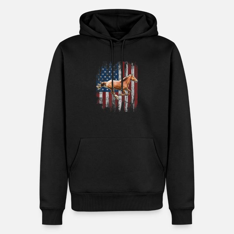 ÉTATS-UNIS Drapeau - Sweat à capuche Premium bio Homme - noir