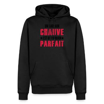 Un Parrain Chauve est un Parrain Parfait - Sweat à capuche Premium bio Homme - noir - Devant - Nico (187cm)