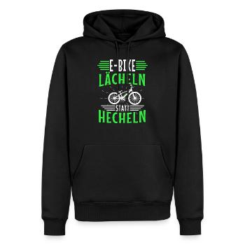 Ebike Lächeln Statt Hecheln Radsport Akku Fahrrad - Männer Premium Bio Hoodie - Schwarz - Vorne - Nico (187cm)