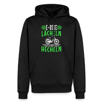 Ebike Lächeln Statt Hecheln Radsport Akku Fahrrad - Männer Premium Bio Hoodie - Schwarz - Vorne - Nico (187cm)