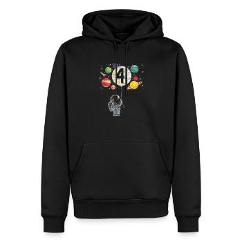 4ème anniversaire Happy Birthday Enfant astronaute - Sweat à capuche Premium bio Homme - noir - Devant - Nico (187cm)