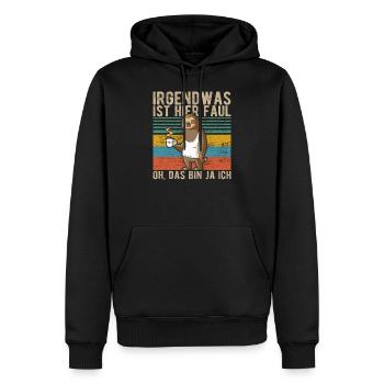 Irgendwas ist hier faul Faultier Büro Kollegen - Männer Premium Bio Hoodie - Schwarz - Vorne - Nico (187cm)