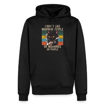 i dont like morning people Chat Cat Café Miau - Sweat à capuche Premium bio Homme - noir - Devant - Nico (187cm)