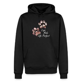 Empreintes de pattes pattes pattes chien chien - Sweat à capuche Premium bio Homme - noir - Devant - Nico (187cm)