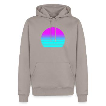 Sunset - Men’s Premium Organic Hoodie - taupe - Front - Nico (187cm)