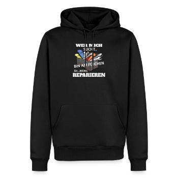 Lustiges Heimwerker Handwerker Design - Männer Premium Bio Hoodie - Schwarz - Vorne - Nico (187cm)