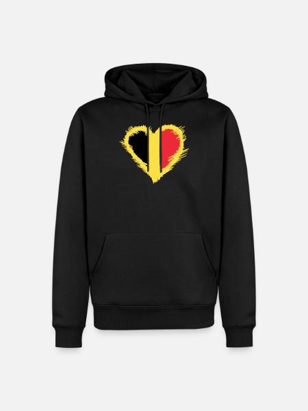 Belgium flag with heart - Men’s Premium Organic Hoodie - black