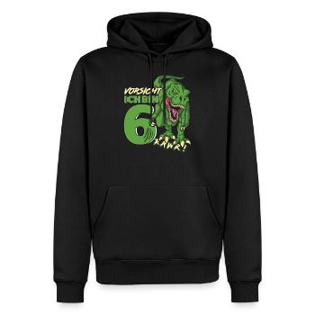 Dinosaurier Dino 6 Geburtstag Deko ich bin 6 Jahre - Männer Premium Bio Hoodie - Schwarz - Vorne - Nico (187cm)