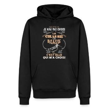 La bécasse, petit gibier de chasse - Sweat à capuche Premium bio Homme - noir - Devant - Nico (187cm)