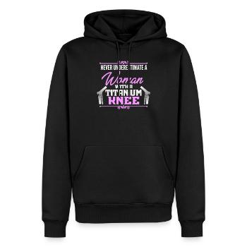 Knee Replacement Funny Woman Surgery Recovery - Men’s Premium Organic Hoodie - black - Front - Nico (187cm)
