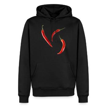 Three chillies - Men’s Premium Organic Hoodie - black - Front - Nico (187cm)
