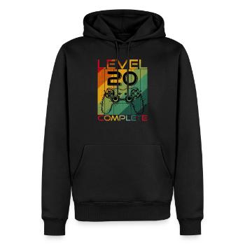 20.Geburtstag Geschenk für Gamer Level 20 Complete - Männer Premium Bio Hoodie - Schwarz - Vorne - Nico (187cm)