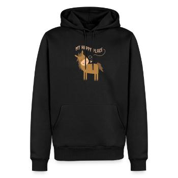 Horse Lover My Happy Place Horseback Riding - Männer Premium Bio Hoodie - Schwarz - Vorne - Nico (187cm)