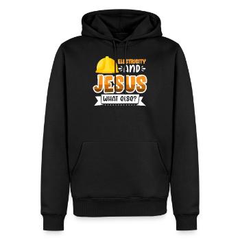 Lustige Elektriker Geschenkidee für Elektriker Ges - Männer Premium Bio Hoodie - Schwarz - Vorne - Nico (187cm)