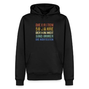 Die ersten 50 Jahre der Kindheit 50.Geburtstag - Männer Premium Bio Hoodie - Schwarz - Vorne - Nico (187cm)