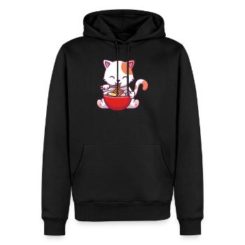 Ramen Chat Kawaii Anime Ramen - Sweat à capuche Premium bio Homme - noir - Devant - Nico (187cm)