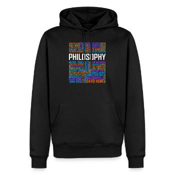 Philosophie - Worte - Männer Premium Bio Hoodie - Schwarz - Vorne - Nico (187cm)