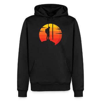Outdoorf Mountains and Sun - Men’s Premium Organic Hoodie - black - Front - Nico (187cm)